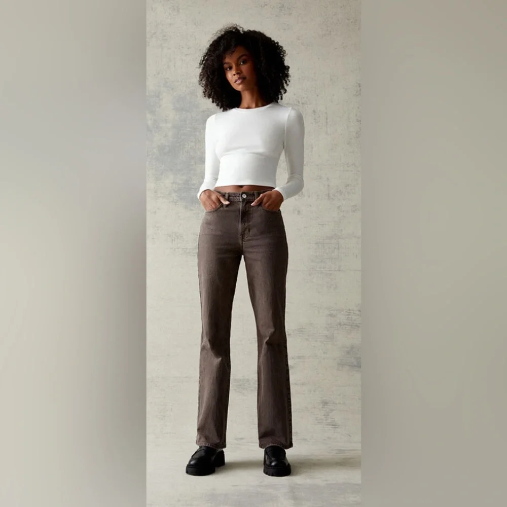 PACSUN High Rise Bootcut Jeans Brown Size 28